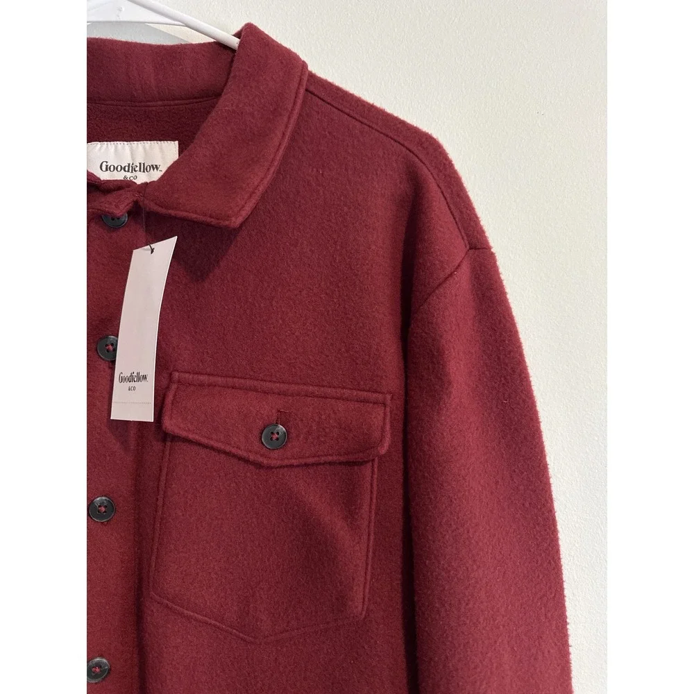 Goodfellow & Co Fleece Jacket Shirt Maroon New Mens Shacket medium Outdoor
